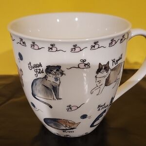 2021 Milly Green 18oz White Porcelain Mug Cats